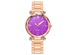 Reloj De Pulsera De Cuarzo Vansvar Para Mujer, Estilo Casual Y Moderno, Con Esfera Color Caramelo Y Morado.