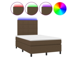 Maison Exclusive - Cama Box Spring Con Colchón Y Led Tela Marrón Oscuro 120x200 Cm
