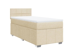 Maison Exclusive - Cama Box Spring Con Colchón Tela Color Crema 80x200 Cm