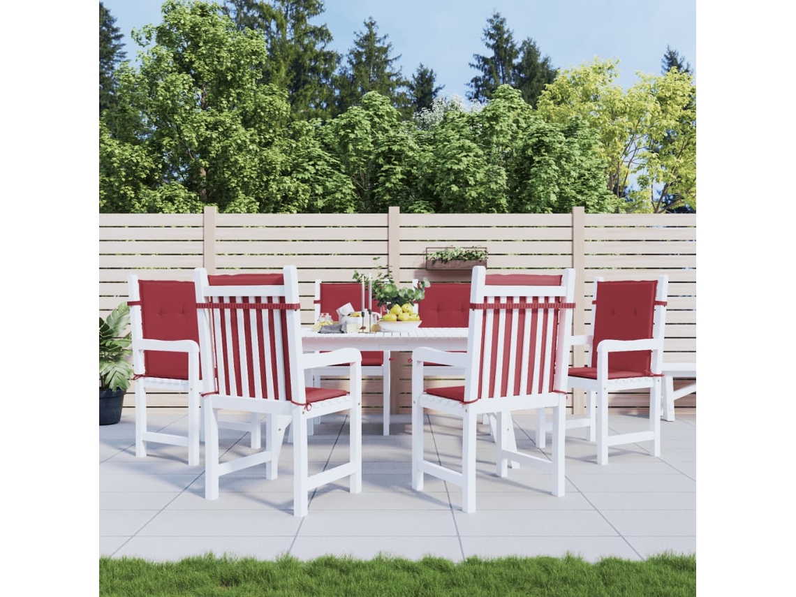 Cojines lumbares para sillas de jardín 6 piezas Oxford tono rojo DKD Home Decor