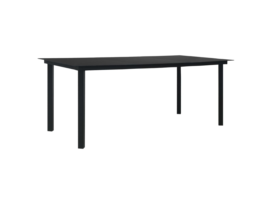 vidaXL Mesa de comedor de jardín acero y vidrio negra 190x90x74 cm