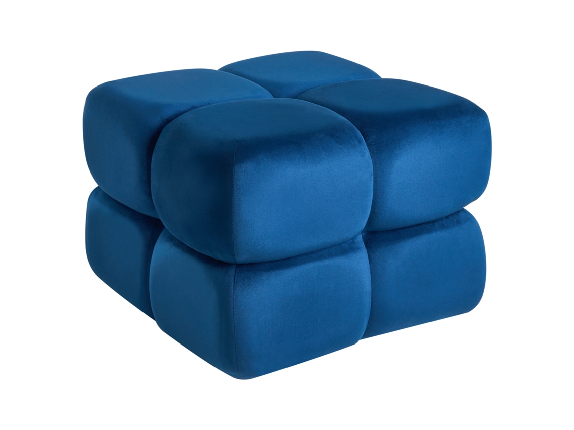 Pufe Beliani Caliente De Veludo Azul 60x60x44