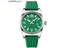 Reloj Unisex Redondo Con Calendario (verde Oscuro), Resistente Al Agua, Para Hombre Y Mujer, Con Correa De Caucho.