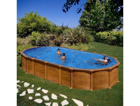 Piscina de Acero GRE Imitacion Madera (610x375x132 cm)