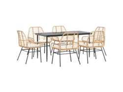 Maison Exclusive - Juego De Comedor De Jardín 7 Pzas Con Cojines Ratán Pe Marrón