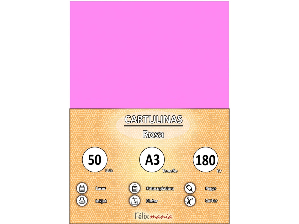 Cartón 180Gr A3 Rosa 50 Hojas