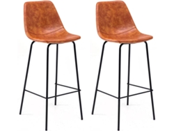 Pack De 2 Taburetes De Bar Vintage Naranja Cognac De 75cm De Altura Lucien