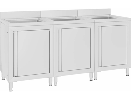vidaXL Fregadero de cocina comercial 3 piezas de acero inoxidable