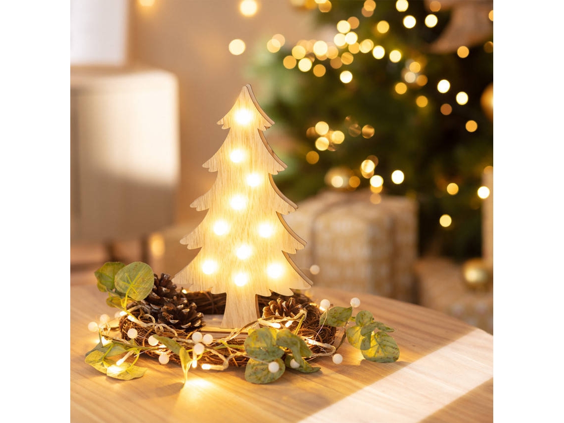 Árbol de Navidad LED LEDKIA (Beis - Madera - 33x18x5 cm)