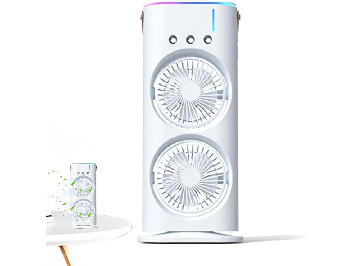 Ventilador Nebulizador De Exterior De Doble Cabezal - Aire Acondicionado Portátil Con Luz Led