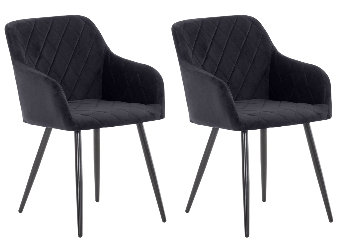 Set de 2 sillas de comedor Shila preto/veludo CLP