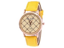 Reloj De Cuarzo Unisex Con Correa De Cuero Pu Zhoulianfa Dial Casual Amarillo