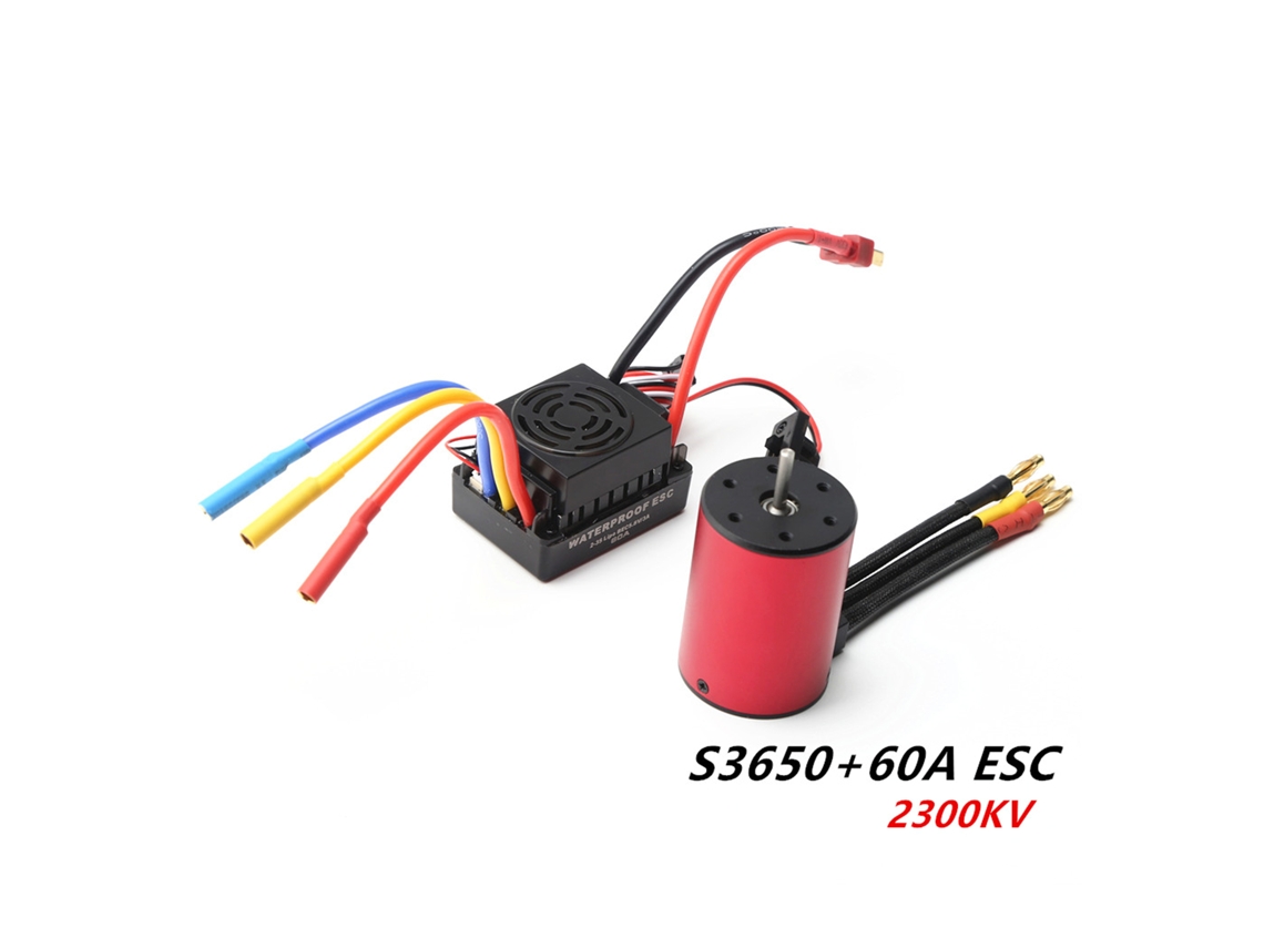 Motor Brushless 3650 2300kv Con Esc De 60a Para Coche Rc A Escala 1/8 Y 1/10, Batería Lipo 2-3s 5.8v 3a, Bec