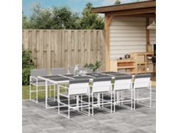 Conjunto de comedor de jardín de 9 piezas con cojines de textilene blanco de DKD Home Decor
