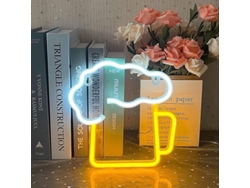 2026-copo amarelo led sinal de néon de cerveja para bar deco loja festa presente decoração