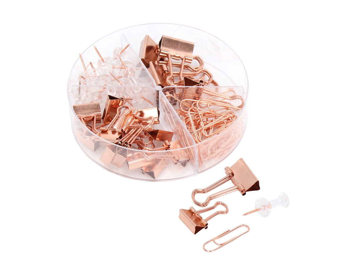 Juego De Clips Metálicos Antioxidantes Para Oficina, Clips Para Carpetas, Azul Claro Y Oro Rosa.
