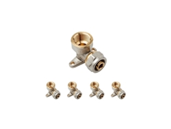 X Codo Con Soporte 1/2 Para Tubo Multicapa De Compresion 16 Mm, Sin Necesidad De Maquina Prensadora, Gris Suinga
