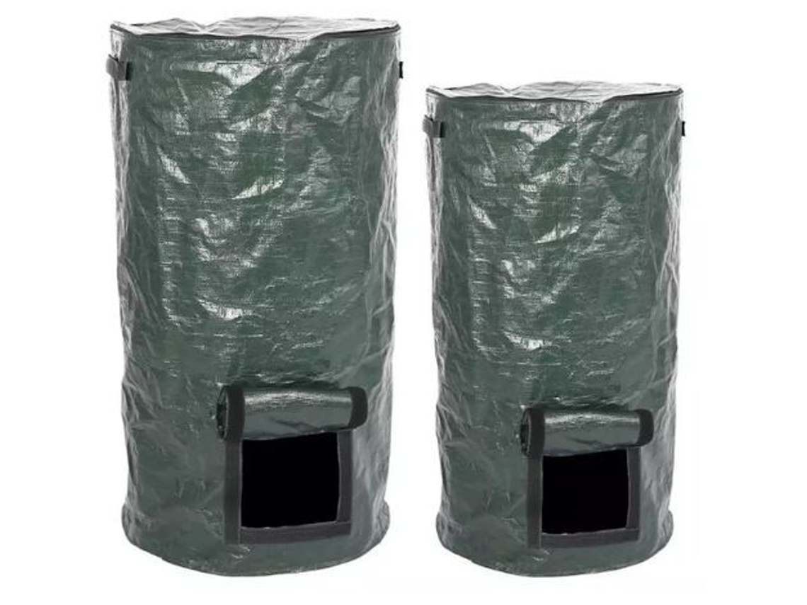 JILLIOPER Compostera, Juego de 2 Composteras de Jardín, Cubo de Compostaje Ecológico con Tapa, Adecuado para Cocina, Jardín o Patio, 2 Tamaños - 57L y 125L