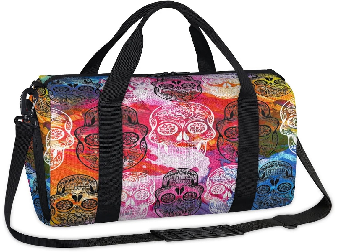 Bolsa Deportiva Textura Colorida Estampado Calaveras Para Niños Niñas Mujeres Hombres 45 X 21 5 23 Cm