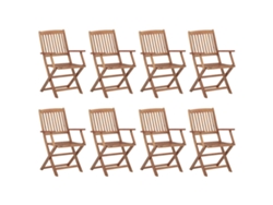 Sillas plegables para exterior, 8 piezas, madera maciza de acacia, DKD HOME DECOR