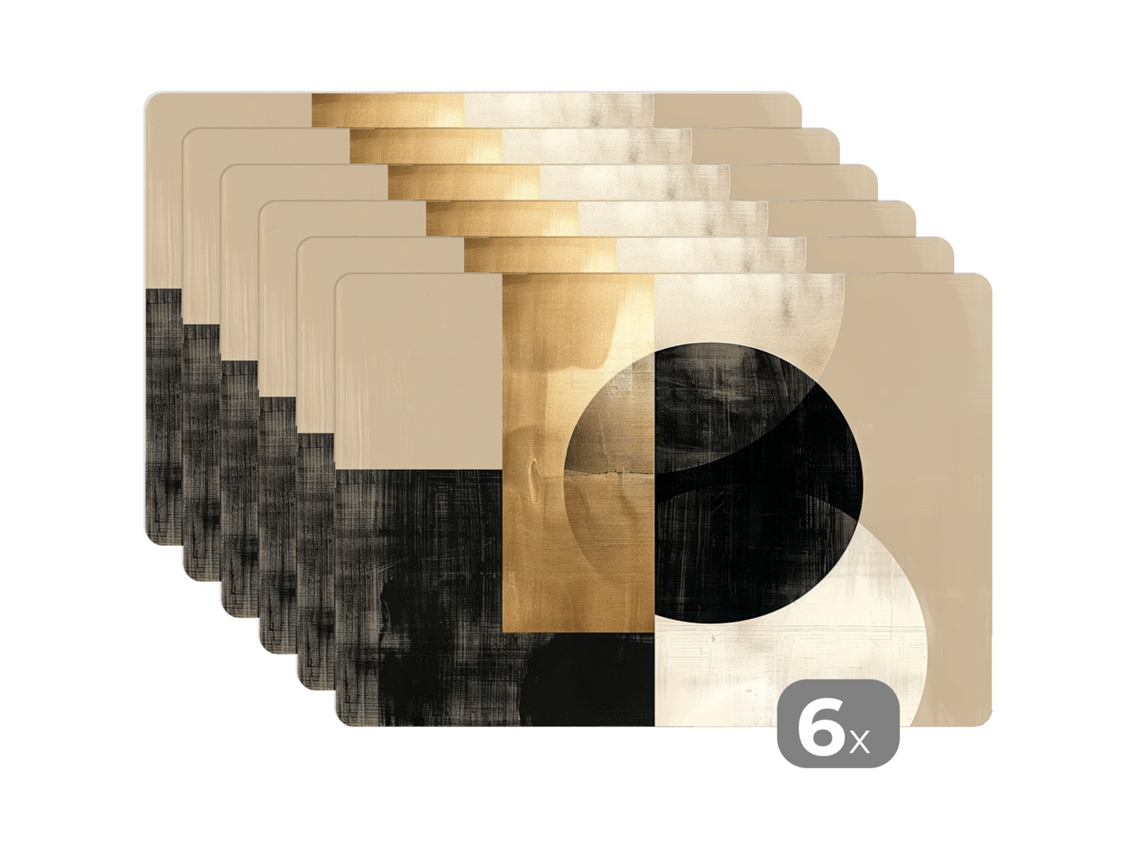 Manteles Individuales Juego De 6abstracto - Moderno - Negro - Dorado 45x30 Cm