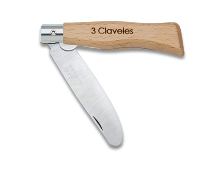 Navaja Plegable de 7cm con Punta Roma y Bloqueo de Hoja. Mango Madera de Haya 3 CLAVELES