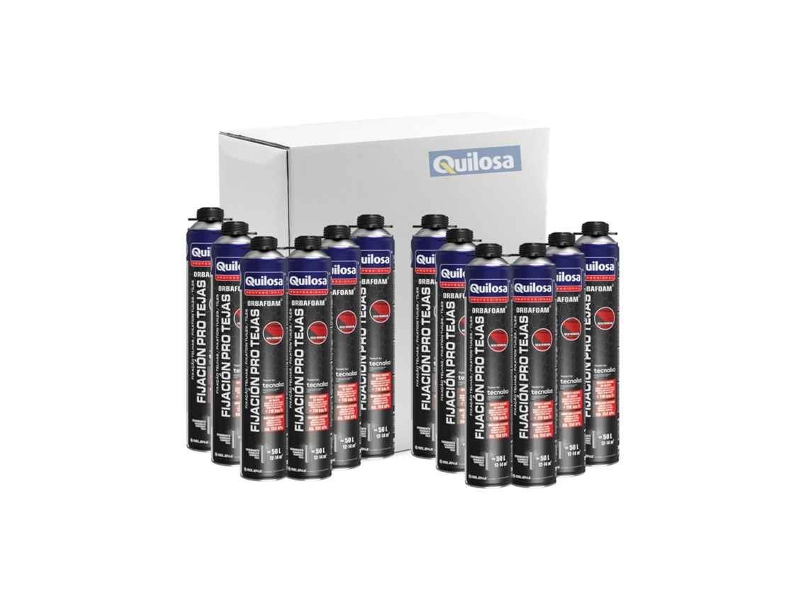 Caja de 12 unidades de espuma Orbafoam roja para azulejos, 750 ml.