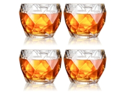 JILLIOPER Juego de vasos de whisky de cristal, elegante diseño inclinado sin plomo, ideal como regalo para hombres y mujeres.