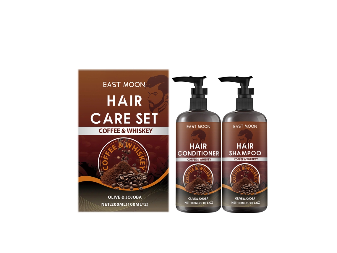 Kit de cuidado capilar y corporal con aroma a café y whisky