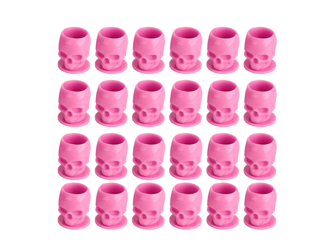 200 Vasos Desechables Con Forma De Calavera Para Tinta De Tatuaje, Profesionales, Con Base Rosa Para Microblading Y Maquillaje.