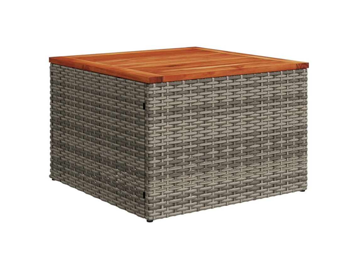 Mesa de Jardín 55x55x37 cm Pata de Mimbre y Madera de Acacia Gris MAISON EXCLUSIVE