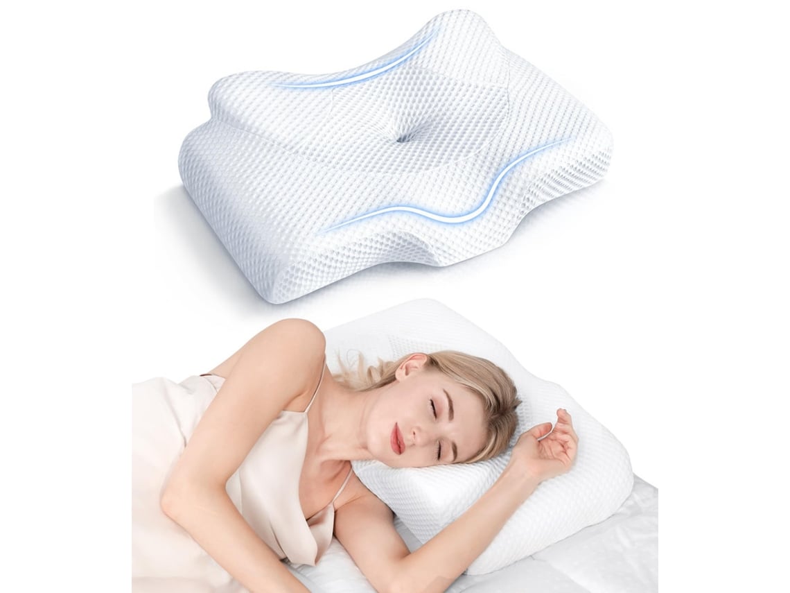 Almohada Cervical Osteopática, Almohadas De Espuma Viscoelástica Inodoras Con Diseño Hueco, Almohada Ortopédica Ajustable