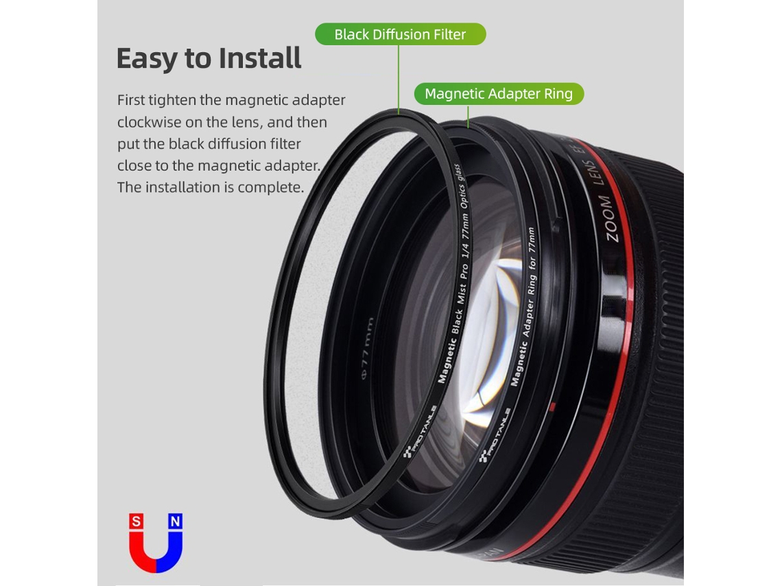 Filtros De Difusión Negra 1/4 77mm Y 82mm, Filtros De Enfoque Suave Para Cámara Dslr