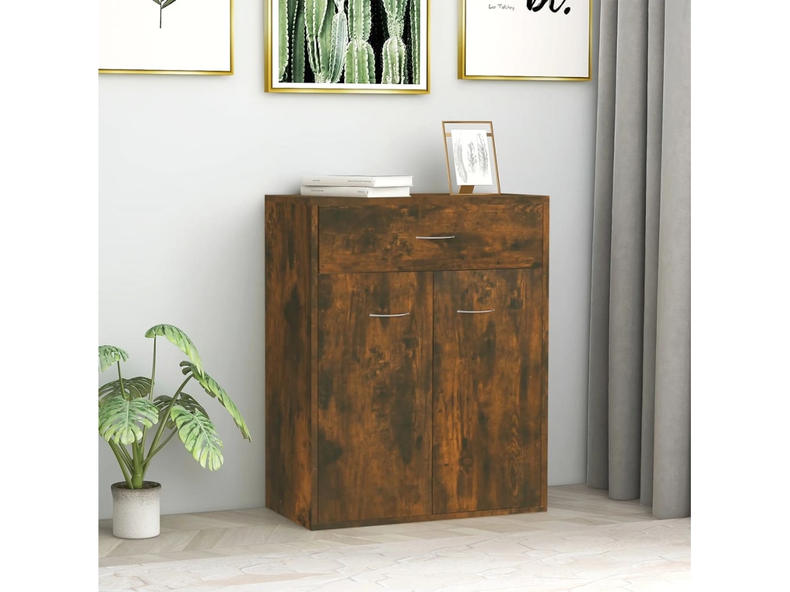 Aparador Madera Contrachapada Color Roble Ahumado 60x30x75 Cm