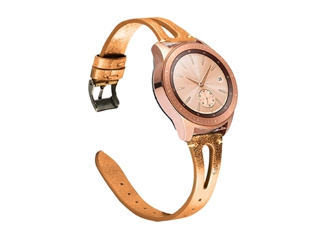 Correa de cuero abierta de 20 mm para relojes inteligentes Samsung Galaxy (oro rosa)