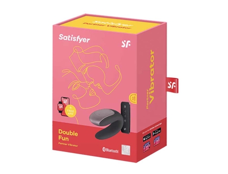 Estimulador SATISFYER Double Fun Vibrador Parejas Negro Bluetooth 1 Unidad