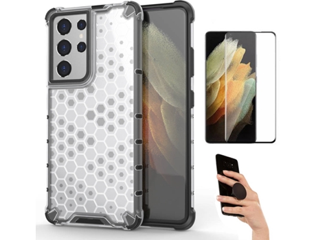 Kit Carcasa Y Protector Samsung S21 Ultra Flexguard Rumble Y Popsocket