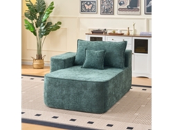 Chaise Longue 2 Plazas - Sofá Cómodo Y Suave Con Cojín Y Bolsillos Laterales - Verde