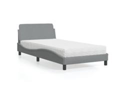 Cama Con Colchón Tela Gris Claro 100x200 Cm