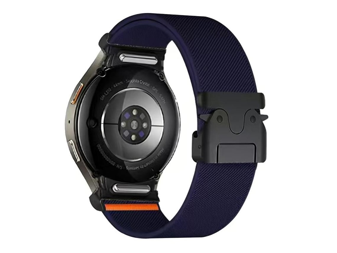 Bracelete Para Samsung Galaxy Watch 7/6/5/4 - Nylon Elástico - Botão Pressão E Fivela Paraquedas - Azul Escuro