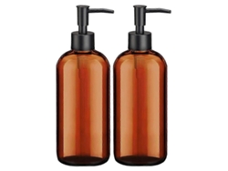Dispensador de jabón ámbar con bomba, dispensador de jabón para baño, dispensador de jabón para platos Rosewell (paquete de 2, 16 oz)