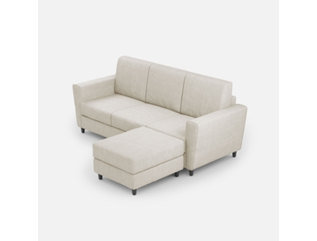 Sofá de 3 plazas (tres plazas de 60 cm) pouf dimensiones L.212 P.155 color leche ITYHOME