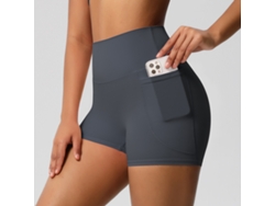 Pantalones Cortos De Yoga Para Mujer Con Bolsillo Lateral Para Teléfono Móvil, Cintura Alta, Para Yoga Y Fitness (gris Oscuro), Talla L Czhhmart