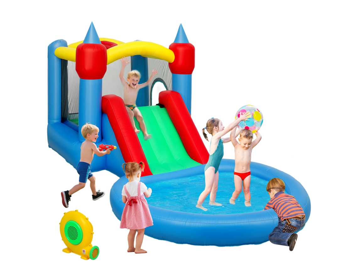 Castillo Hinchable 4 En 1 Con Trampolín Y Tobogán, 415x205x190cm, Multicolor