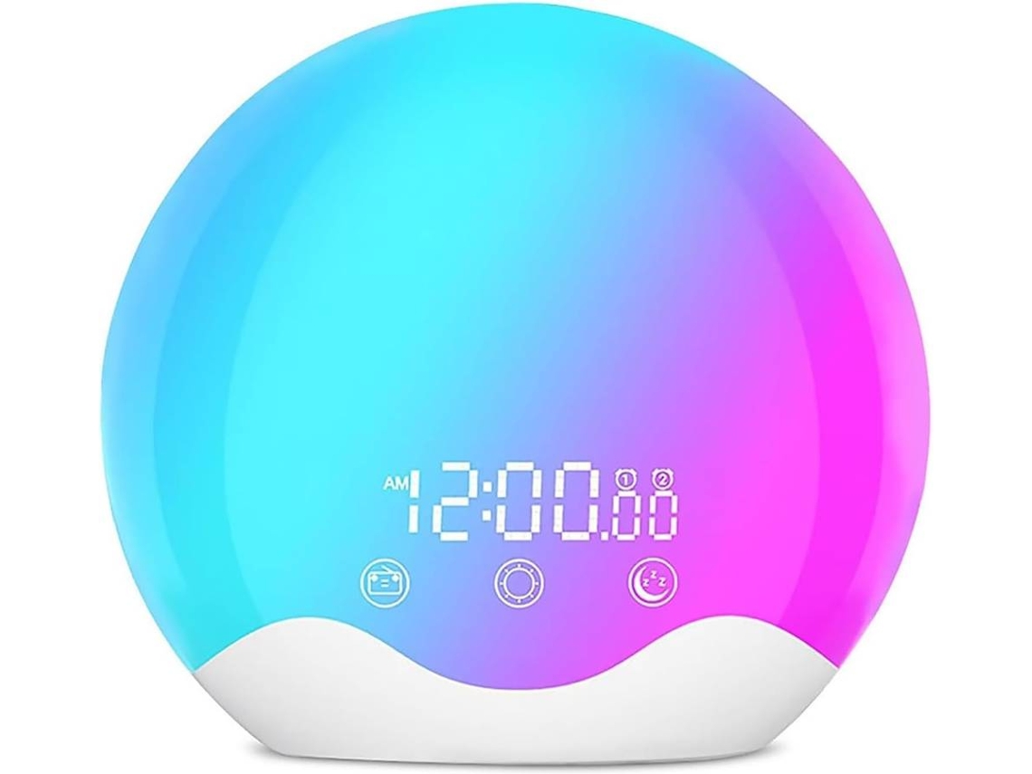 Despertador inteligente con luz de amanecer y atardecer, temporizador con simulación de amanecer y atardecer, alarmas duales (blanco)
