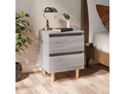 Mesita de Noche Patas Madera Maciza 40X35X50 Cm Sonoma Gris
