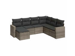 Maison Exclusive - Set De Sofás De Jardín 7 Piezas Con Cojines Ratán Pe Gris