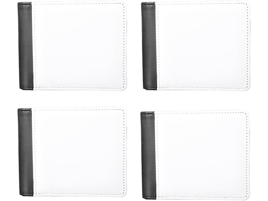 Juego De 4 Carteras Plegables De Gran Capacidad, En Blanco, De Pu Con Transferencia Térmica.