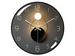 Reloj de pared moderno silencioso 30 cm cuarzo digital redondo para sala/oficina/dormitorios Kofihety (negro)
