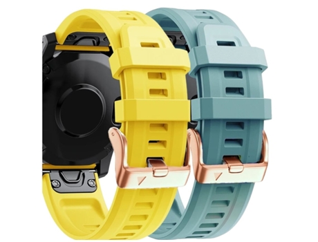 Correa Silicona Cierre Metálico para Garmin Fenix 5S Amarillo y Turquesa Pack 2X VEANXIN